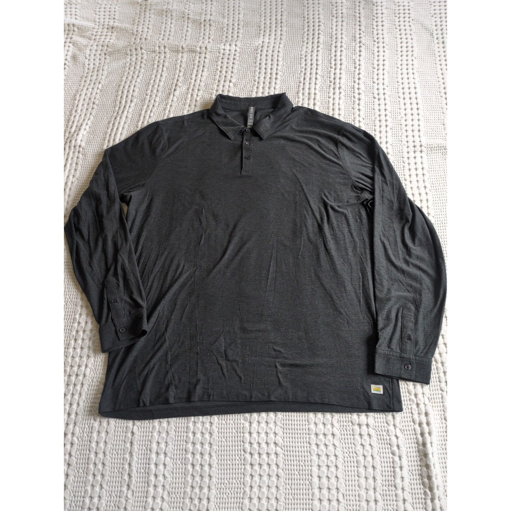 Vuori Strato Tech Long Sleeve Polo Shirt Dark Gray Heathered XXL Pullover V1006